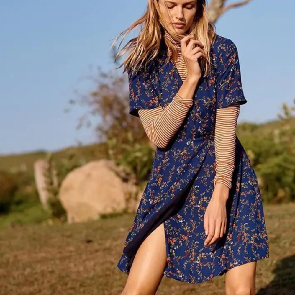 Madewell Amaranth Wrap Dress Moonless Floral Plus Size 20 - Picture 3 of 6